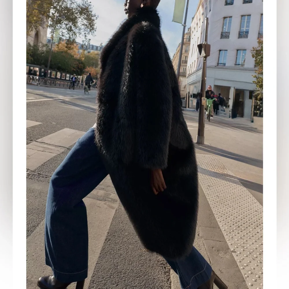 NWT Zara reversible faux fur double faced jacket - Picture 4 of 8